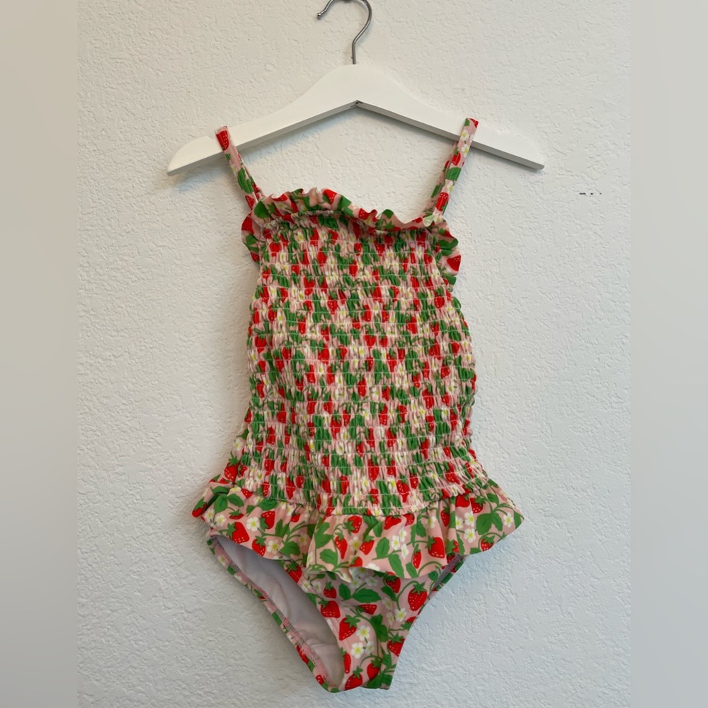 Mini Boden 4/5 girls smocked strawberry swimsuit